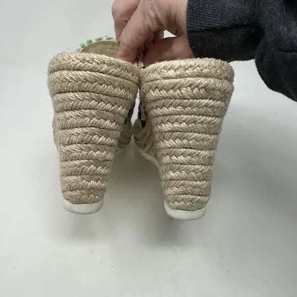 TOMS Monica Natural Global Woven Boho Mule Espadrille Wedge Heel Womens 10 - Picture 6 of 12